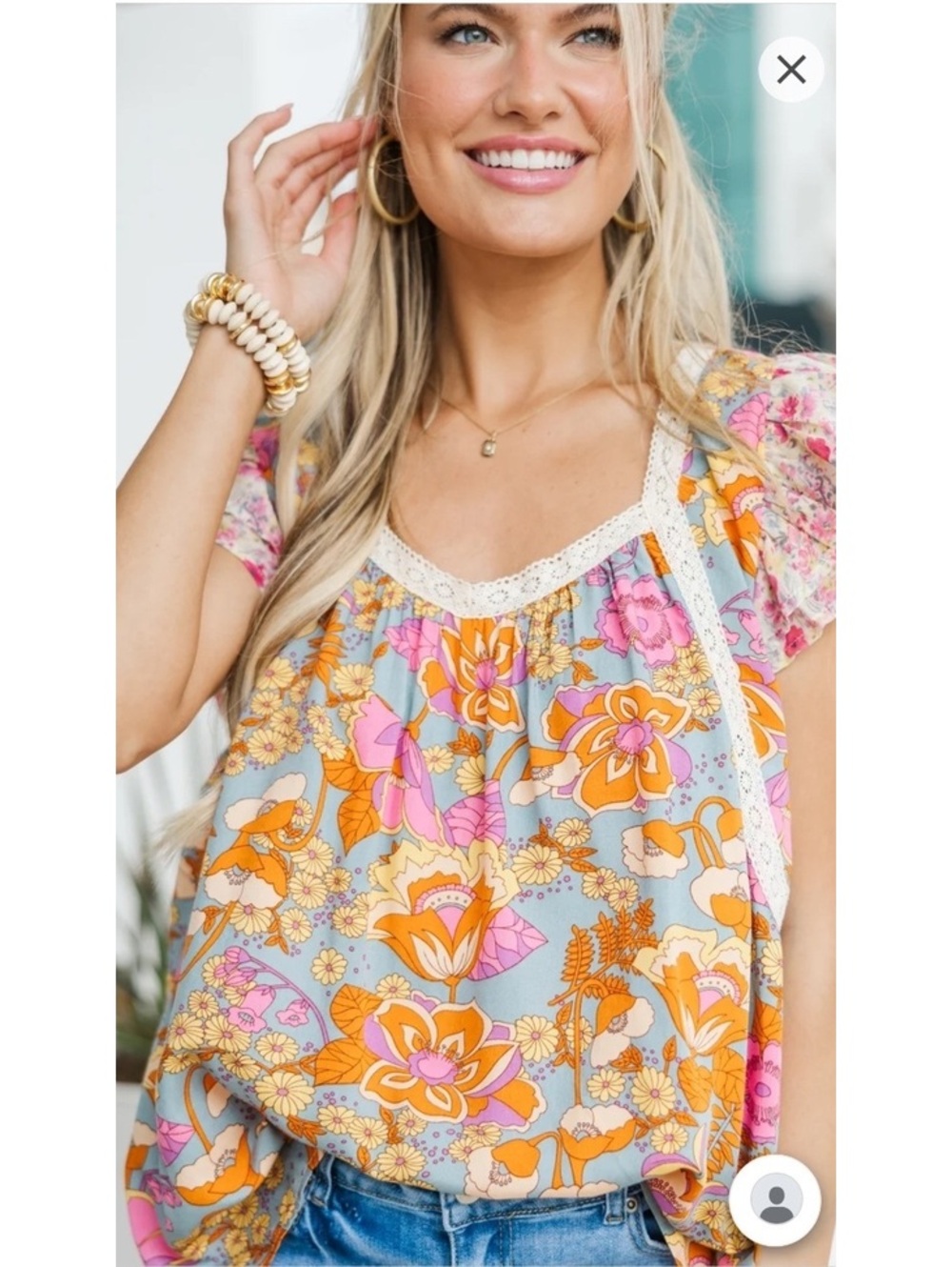 Shop the Mint "All for You" Sage Green Flutter Sleeve Floral Top w